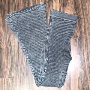 Grey Ribbed Bell Bottom Pants